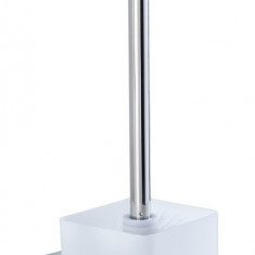 Perie pentru toaleta cu suport autoadeziv, Wenko, Quadro Vacuum-Loc®, 9.5 x 37 x 12.5 cm, inox/plastic