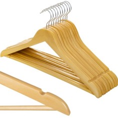 Set 10 umerase pentru haine, lemn, carlig metalic, 24 x 44.5 cm, maro