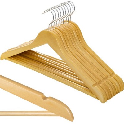 Set 10 umerase pentru haine, lemn, carlig metalic, 24 x 44.5 cm, maro foto