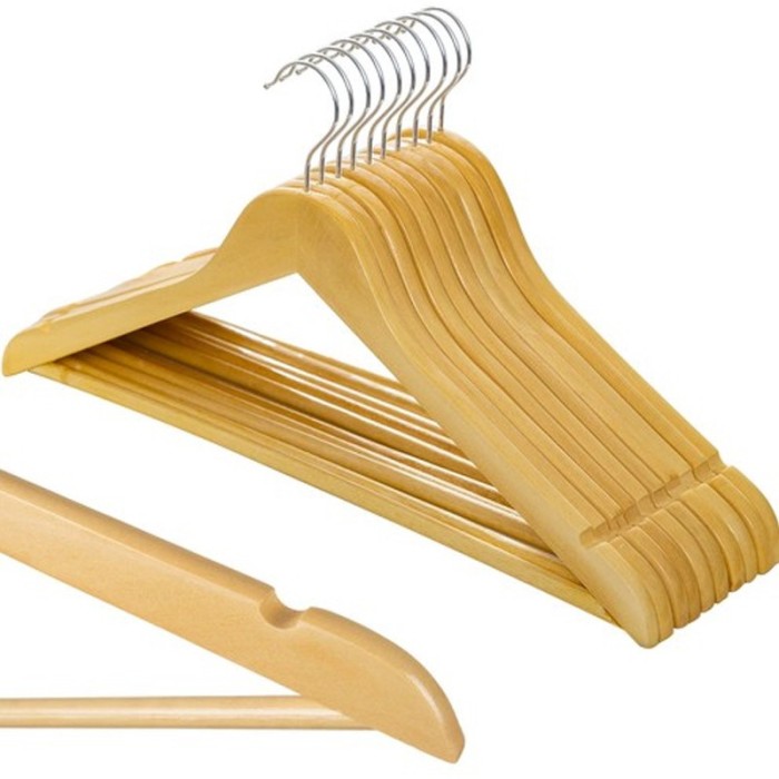 Set 10 umerase pentru haine, lemn, carlig metalic, 24 x 44.5 cm, maro