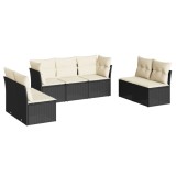 Cumpara ieftin Set canapele de gradina cu perne, 7 piese, negru, poliratan