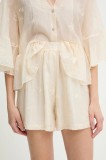 Answear Lab pantaloni scurti culoarea bej, neted, high waist