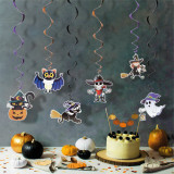 Set decorațiuni de Halloween - 6 motive - cu c&acirc;rlig spiralat cu sclipici