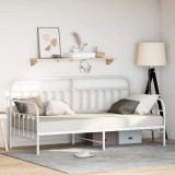 VidaXL Cadru de pat de zi cu headboard Alb 100 x 190 cm Oțel