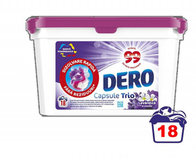 Detergent de rufe capsule Dero 2in1 Levantica si Iasomie, 18 spalari foto