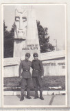 Bnk foto Aeroportul Targu Mures - militari - 1987, Alb-Negru, Romania de la 1950, Militar