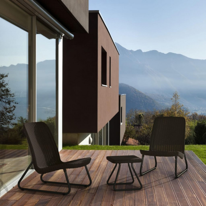 Keter Set mobilier de exterior Rio 3 piese, cappuccino, 218157