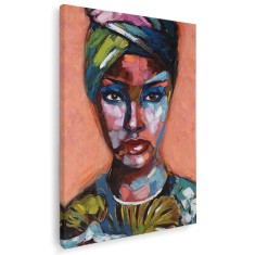 Tablou canvas portret femeie pictura multicolor 1220 Tablou canvas pe panza CU RAMA 20x30 cm