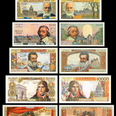 lot 5 bancnote reproducere Bank of France perioada 1953-1959