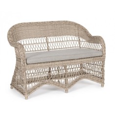 Canapea rattan sintetic perna textil gri Jupiter 117x66x84 cm