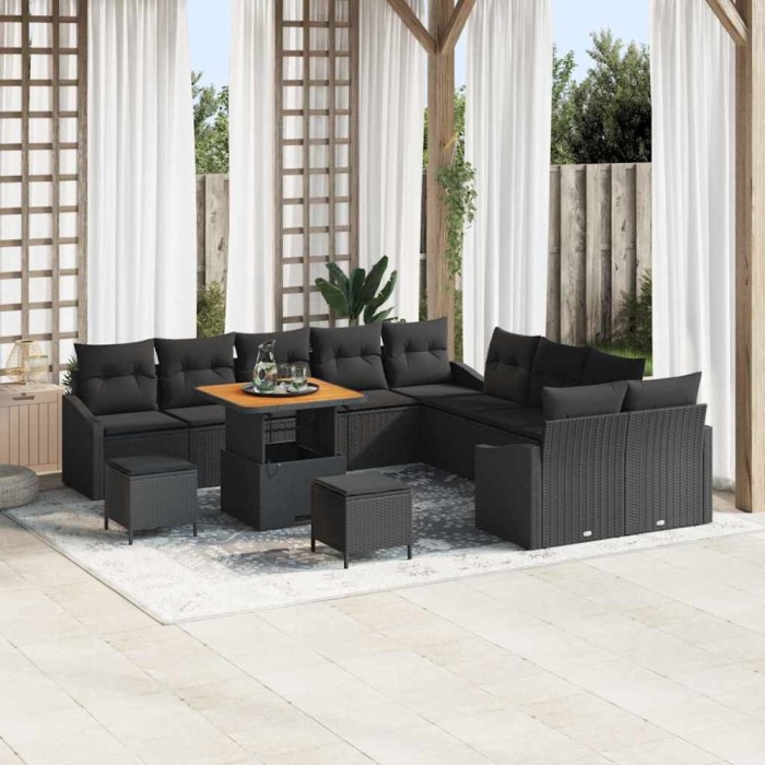 vidaXL Set de canapele pentru grădină 13 pcs Negru 100 x 100 x 71 cm 3364659