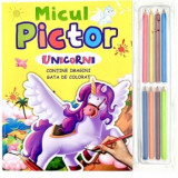 Micul pictor - Unicorn - set 8 creioane colorate, flamingo