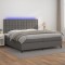vidaXL Pat cu arcuri, saltea și LED, gri, 200x200 cm, piele ecologică 3135967