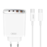Incarcator Retea Cu Cablu USB-C XO Design CE22, 45W, 3A, 2 x USB-A - 2 x USB-C, Alb