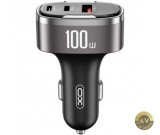 Incarcator Auto XO Design CC61 100W 3A 1 x Lightning - 1 x USB-A - 1 x USB-C Gri