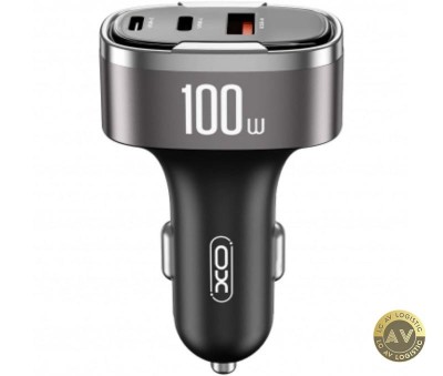 Incarcator Auto XO Design CC61 100W 3A 1 x Lightning - 1 x USB-A - 1 x USB-C Gri foto