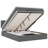 Cumpara ieftin Pat otoman cu saltea si LED-uri tesatura gri inchis 140x200 cm