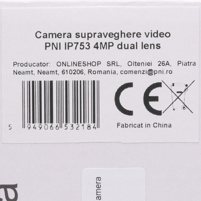 Camera supraveghere video PNI IP753, Wi-Fi, Dual lens, 2 x 2MP, IP66 cu panou solar si acumulator inclus