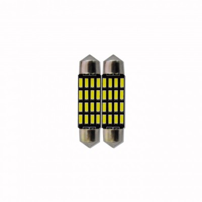 Set 2 becuri tip led, c5w sofit 40mm 16SMD ALB 12V foto