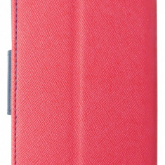 Husa tip carte Fancy Book rosu cu bleumarin pentru Huawei Y5 II / Y6 II Compact