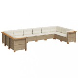 Cumpara ieftin Set canapele de gradina cu perne, 10 piese, bej, poliratan
