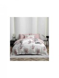 Lenjerie de lux cu elastic roz deschis si alb, din bumbac finet, 6 Piese cu model floral roz, Home