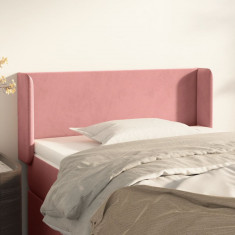 vidaXL Tăblie de pat cu aripioare roz 103x16x78/88 cm catifea foto