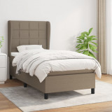 Cumpara ieftin Pat box spring cu saltea, gri taupe, 100x200 cm, textil