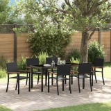 vidaXL Set de masă pentru grădină 7 pcs Negru Rattan poli 3379419