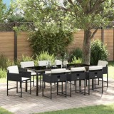 Cumpara ieftin Set de masă pentru grădină cu pernă 9 pcs Negru Rattan poli