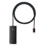 Hub USB-C Baseus Lite, 4 x USB-A 3.0 - 1 x USB-C, 1m, Negru WKQX030401