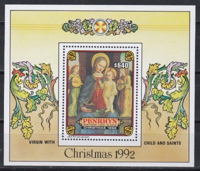 Penrhyn 1992 - Crăciun, Coliță, MNH foto