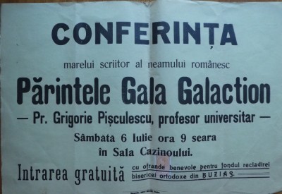 Conferinta Parintelui si scriit. Gala Galaction, recladirea bisericei din Buzias foto