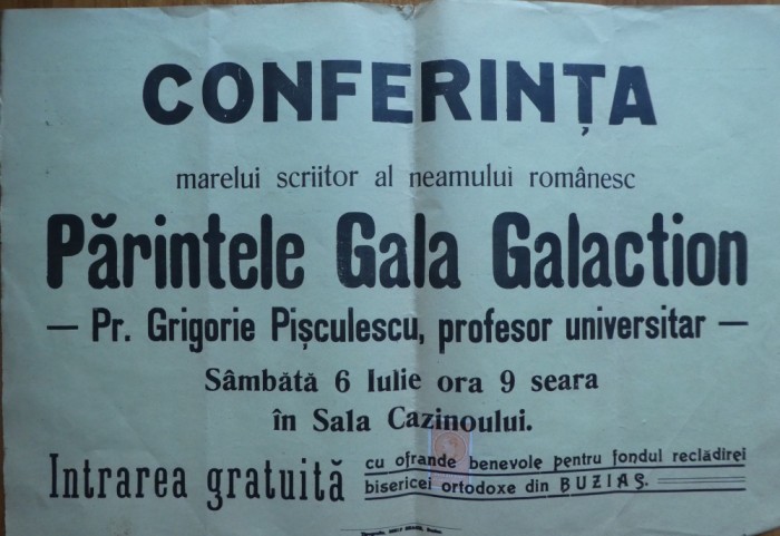 Conferinta Parintelui si scriit. Gala Galaction, recladirea bisericei din Buzias