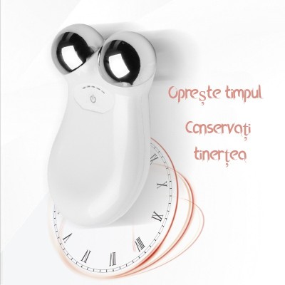 Aparat Pentru Tratament Facial cu Microcurenti pentru Lifting Facial 3D si Intinerirea Pielii, Luminozitate si Remodelare, Antirid, Portabil, Alb foto