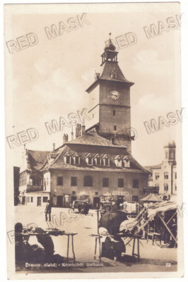 1519 - BRASOV, Market, Romania - old postcard, real Photo - used - 1928 foto