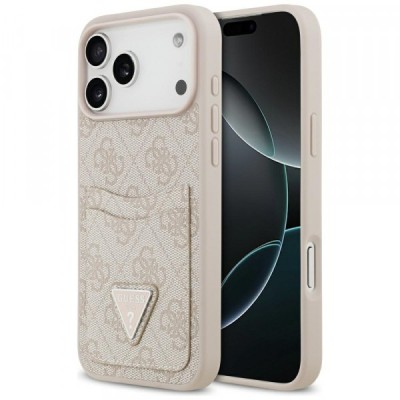 Husa pentru Apple iPhone 17 Pro Max, Guess, 4G Double Card Triangle, Roz foto