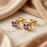Cumpara ieftin Cercei Violet Imperial , Cercei placati cu 3 straturi de aur 14K, cristal zirconia tip ametist