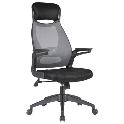 Scaun directorial HM Solaris, Mesh, Cadru Polipropilena, Inaltime ajustabila, Sistem de balansare, Cu tetiera, 110 kg, 124x58x62 cm, gri foto