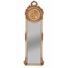 Oglinda Jugdenstill din cristal cu o rama alba cu auriu CAT229