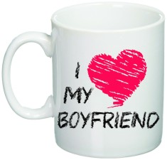 Cana alba personalizata &quot;i love my boyfriend&quot;, INOVATIX&reg;. 330ml