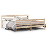 Cumpara ieftin Cadru pat cu tablie 200x200 cm, lemn masiv de pin
