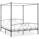 Cumpara ieftin Cadru de pat cu baldachin, gri, 180 x 200 cm, metal