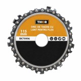 Disc taiere lemn 115 mm cu lant 9 dinti, pentru polizor unghiular, debitare rapida material lemnos, alezaj 22 mm