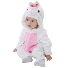 Salopeta de iarna Edman bebe/copii Iepuras, poliester si bumbac, fermoar reversibil, 12-18 luni, Alb/Roz