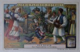 ROMANIA , JOCUL PAPARUDEI , CARTOLINA DE RECLAMA LA PRODUSUL GERMAN &#039; LIEBIG FLEISCH EXTRACT &#039; , CROMOLITOGRAFIE , TEXT IN LB. GERMANA , CCA , 1900