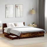 VidaXL Cadru pat cu sertare stejar fumuriu 135x190 cm lemn prelucrat
