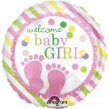 Balon Folie Welcome Baby Girl 45 Cm, Widmann Italia