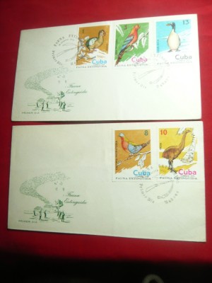2 Plicuri FDC Cuba 1974 - Pasari cu seria 5 val foto