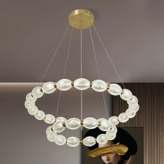 Lustra LED suspendata cu telecomanda FAUSTO, 85W, lumina Rece/Calda/Neutra, Dimabila,Inaltime Reglabila, Auriu ModernLight Concept
